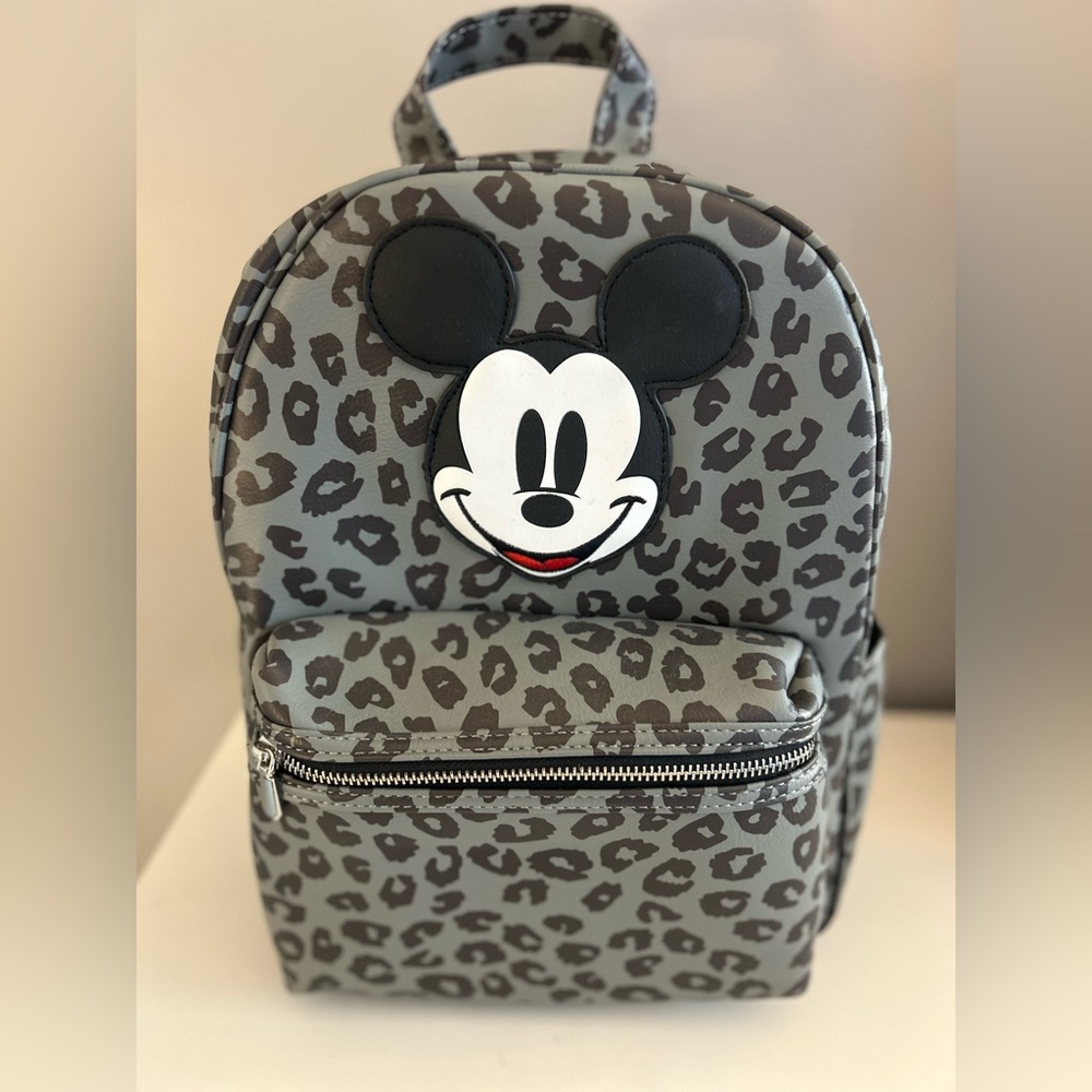 Disney Gray Leopard Print Mickey Mouse Backpack